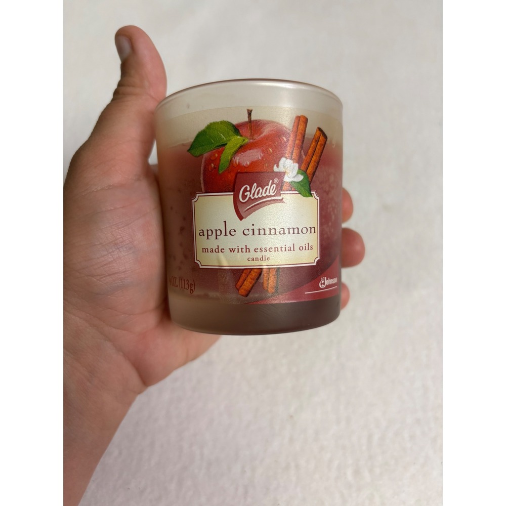 Autumn Fall Glade 4oz Red Apple Cinnamon Scented Glass Jar Candle